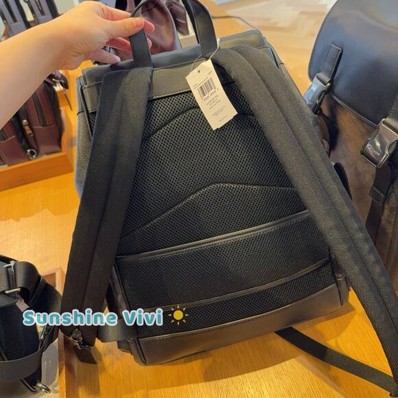 NWT COACH MEN'S Clark Backpack In Signature Canvas CCF90 Gunmetal/Charcoal/Black - Picture 2 of 6